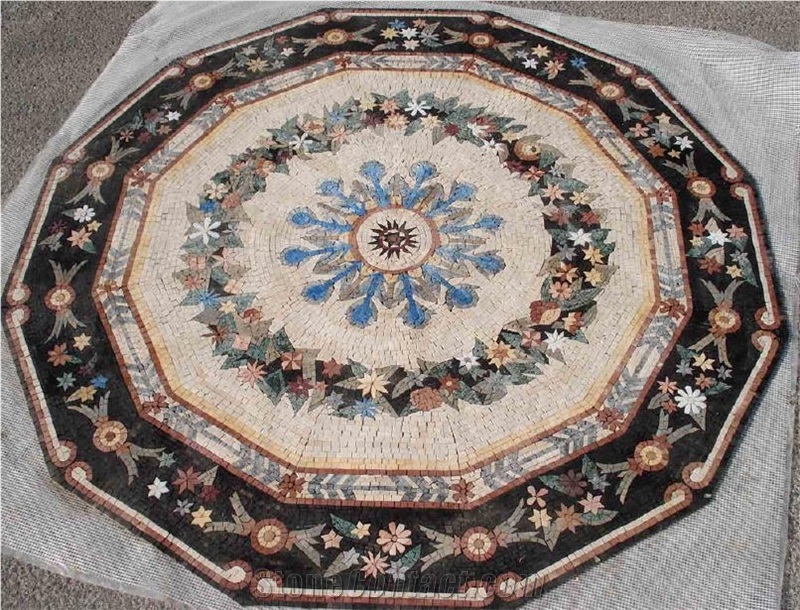 Handmade Marble Mosaic Carpet Medallion