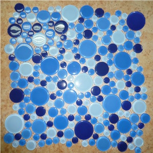 Blue Round Cycle Crystal Glass Mosaic