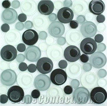 Blue Round in Hole Glass Mosaic Tile
