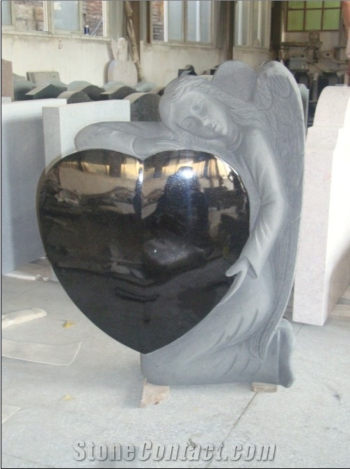 Black Granite Heart Monument ,Angel Monument