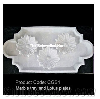 White Marble Tray and Lotus Plates