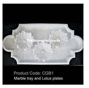 White Marble Tray and Lotus Plates