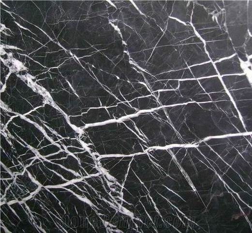 Nero Marquina Marble Slabs & Tiles, Spain Black Marble