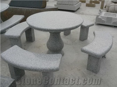 Grey Granite Table and Bench 04