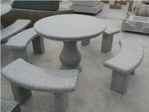 Grey Granite Table and Bench 04
