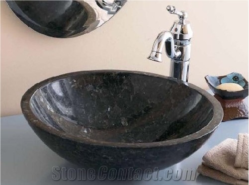 China Pearl Black Granite Wash Basins,Sinks