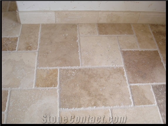 Noce Travertine Floor Chiseled Edge Pattern