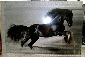 Black Marble Shadow Carving,Horse