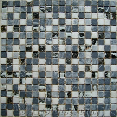 Glass and Black Marble Mosaic Pattern