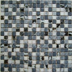Glass and Black Marble Mosaic Pattern