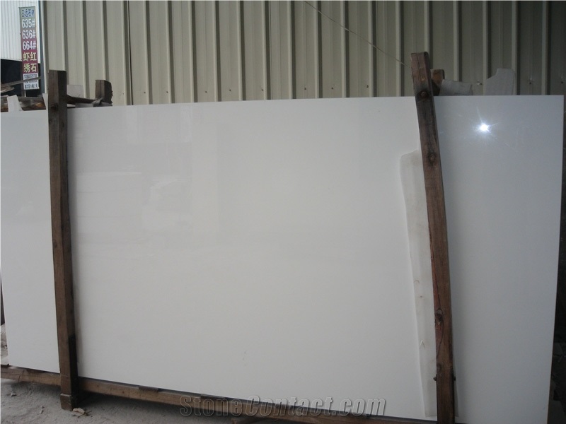 Pure White Glass Reconstituted Marble