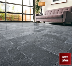 Black Limestone Norte Pattern Floor Tile