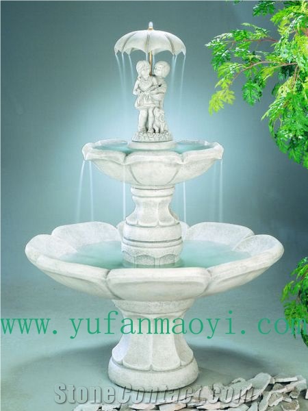 Water Fountain, White Marble Fountain