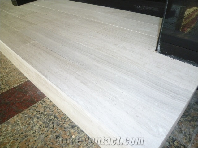 White Wood Grain Marble Floor Tile