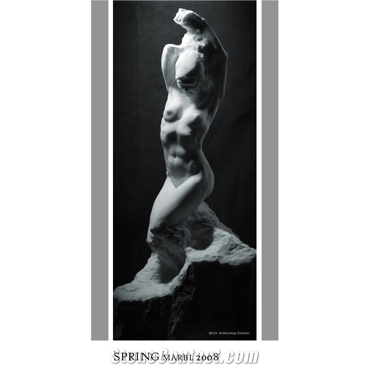Nude Sculpture "Spring",Bianco Carrara Statuario Marble Sculpture