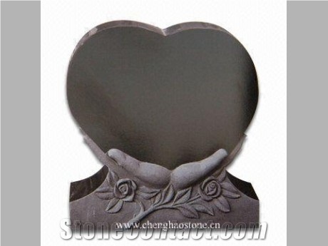 European Granite Headstone,Grey Heart Tombstone