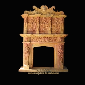 Double-Style Fireplaces, Yellow Marble Fireplaces