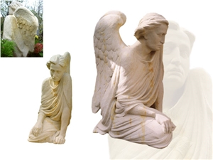 Beige Sandstone Angel Sculpture