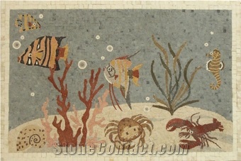 Stone Mosaic Picture,Art Work Aquarium Tableau