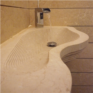 Beige Marble Carved Sink