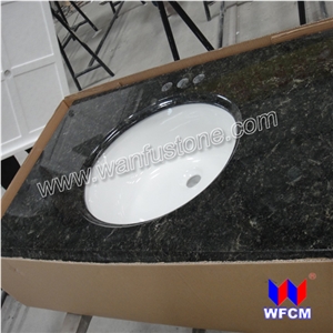 Granite Vanity with Ceramic Sink, China Ubatuba Green Granite Bath Tops