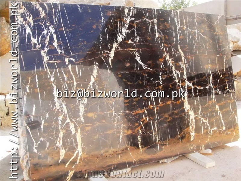 Black Gold Marble Slabs, Pakistan Black Marble