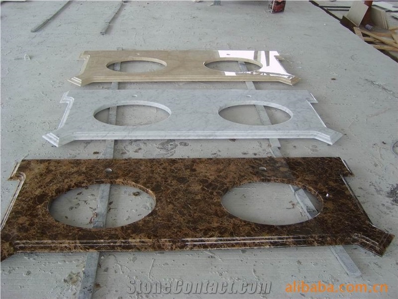 Turkey Beige Marble prefab Bathroom Vanity Tops, Greece White Marble Prefab Bathroom Countertops