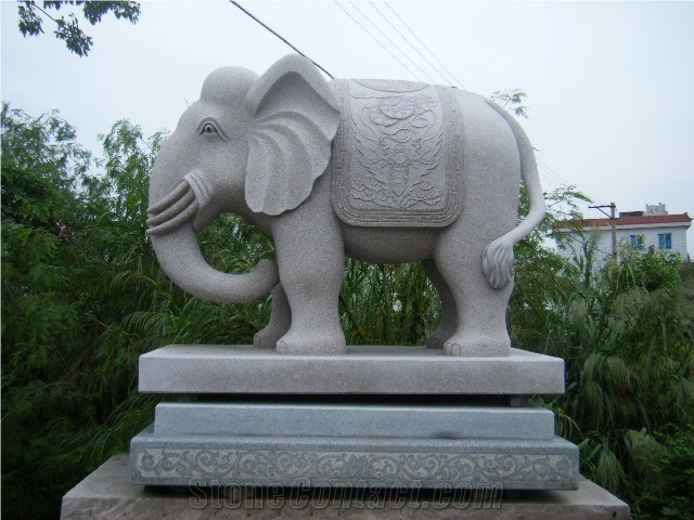 G603 Granite Elephant Carving