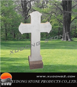 White Granite Cross Headstone