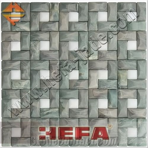 Exterior Wall Mosaic Tiles, Jade Green Marble Wall Mosaic