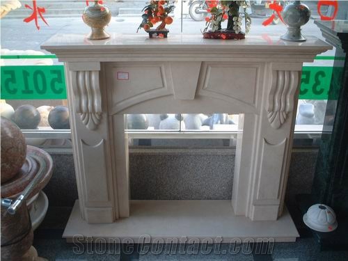 Light Beige Marble Fireplace