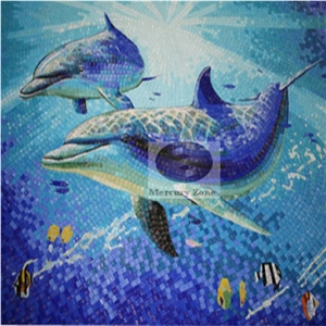 Dolphin Glass Mosaic for Swimming Pool