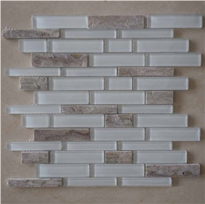 Super White Crystal Glass & Marble Mosaic CTR-GM-S