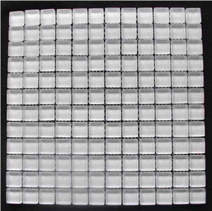 Super White Crystal Glass Mosaic Tile CTR-G-B054