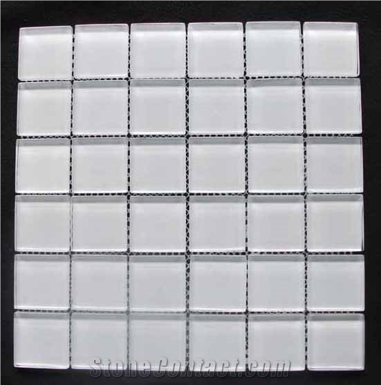 Super White Crystal Glass Mosaic Tile CTR-G-B055
