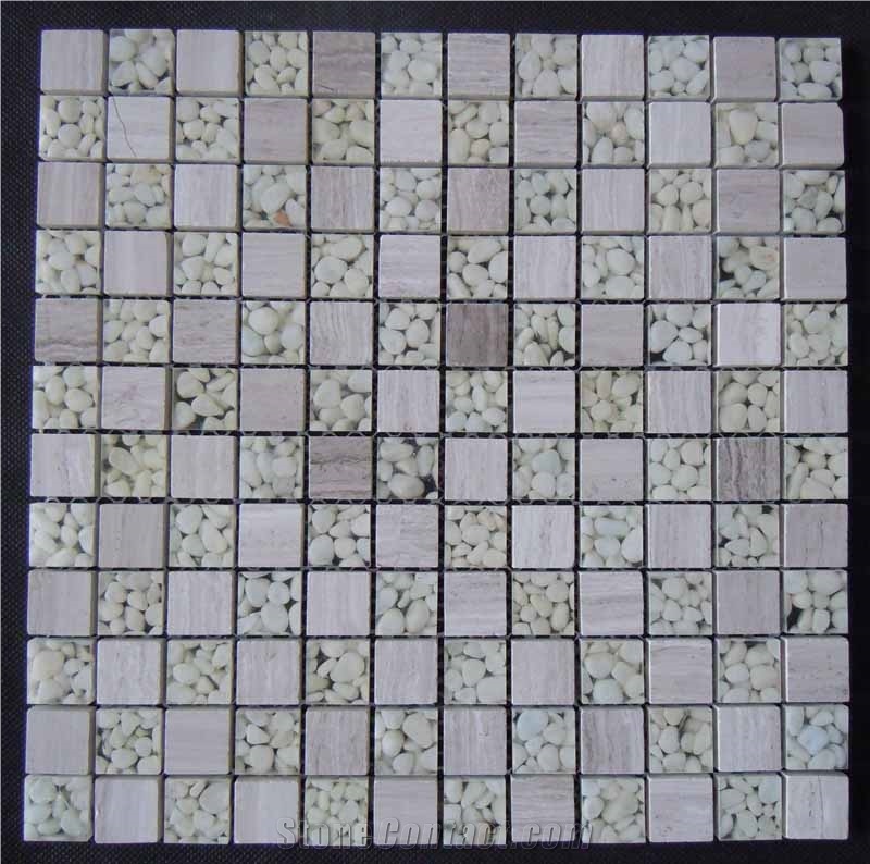 Wooden Beige Marble & Resin Mixed Mosaic CTR-GM-S1