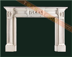 White Limestone Fireplace Mantel