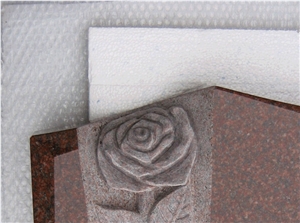 Red Granite Headstone Carving Details