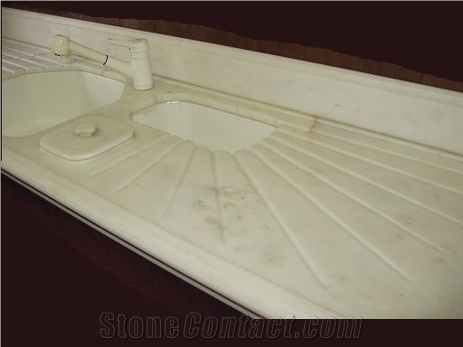 Afyon Honey Marble Countertop, White Marble