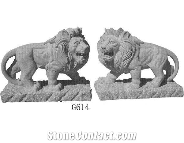 G614 Grey Granite Lion Sculpture