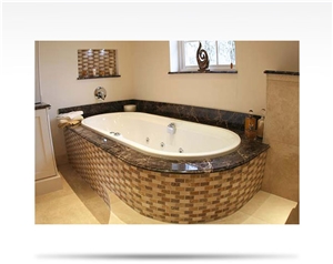 Brown Marble Bath Tub Surround