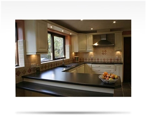 Traditional Worktop and Tiling Splashback, Absolute Black Granite Kitchen Design