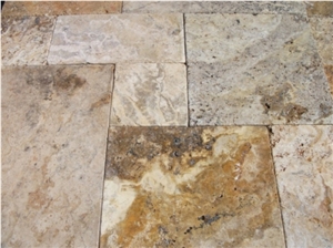 Scabas Brown Travertine Tumbled Set Tile