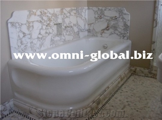 Calacatta Vagli White Marble Bath Tub Surround