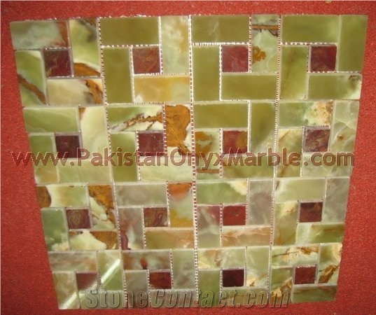 Polished Green Onyx Mosaic Wall Tiles