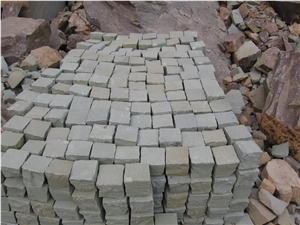 Green Sandstone Cobble Stone,Cubicstone