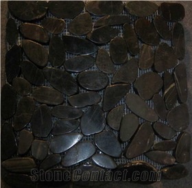 Pebble Stone on Net,black Flat Pebble