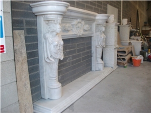 Hand Carved White Anatolian Marble Fireplace (16th