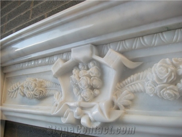 Hand Carved White Anatolian Marble Fireplace (16th