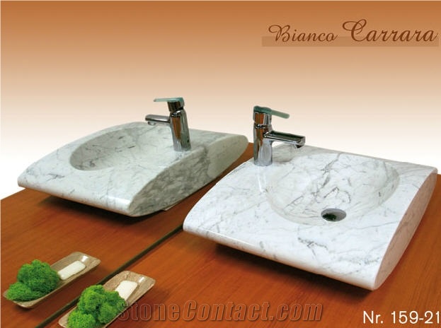 Bianco Carrara Wash Basin, White Marble